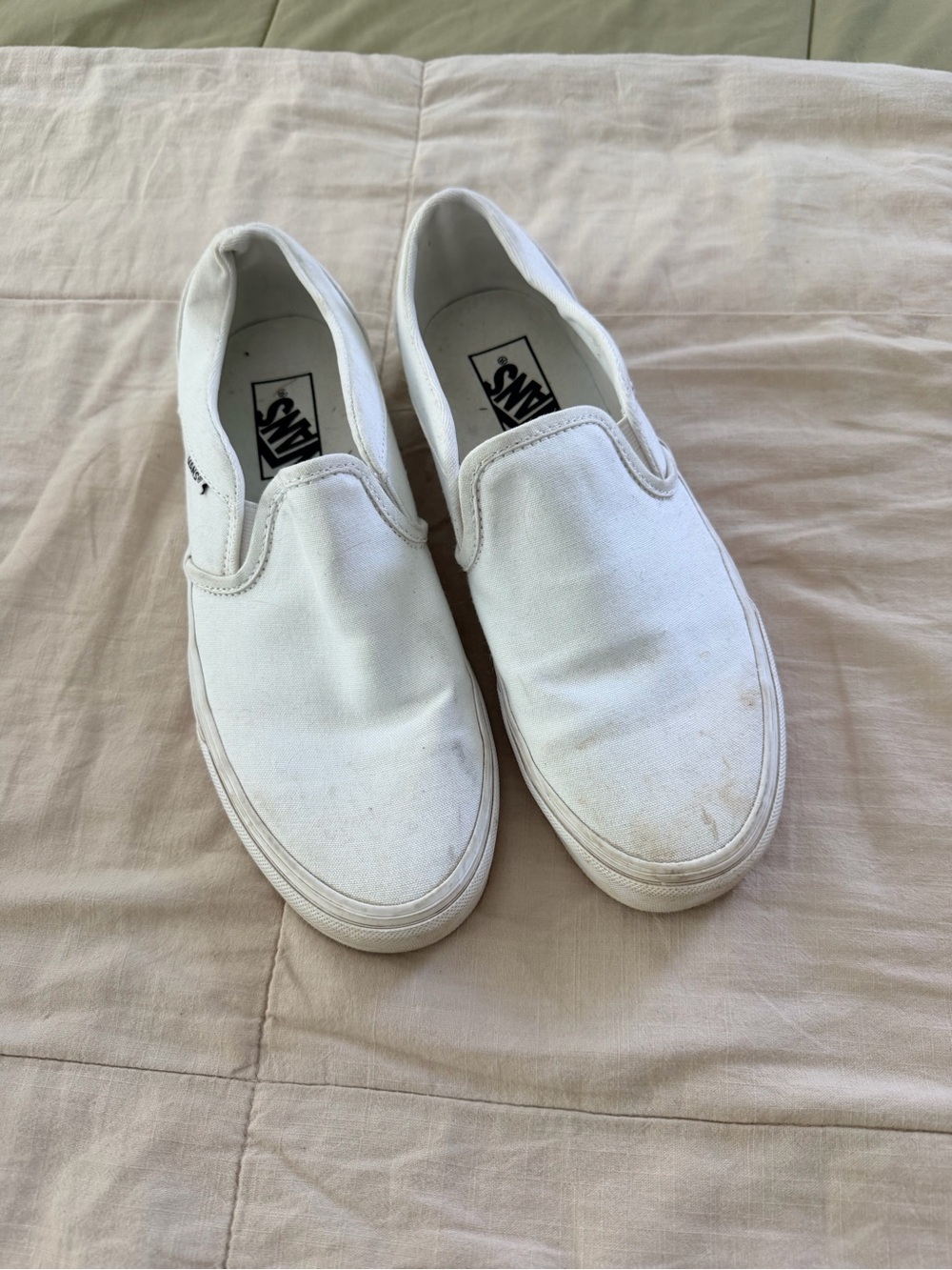 Vans White Slip-On Canvas Sneakers